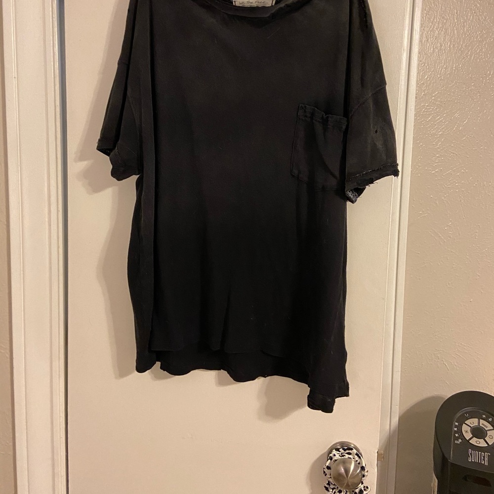 Free People Lucky Cold-Shoulder Distressed T-Shirt